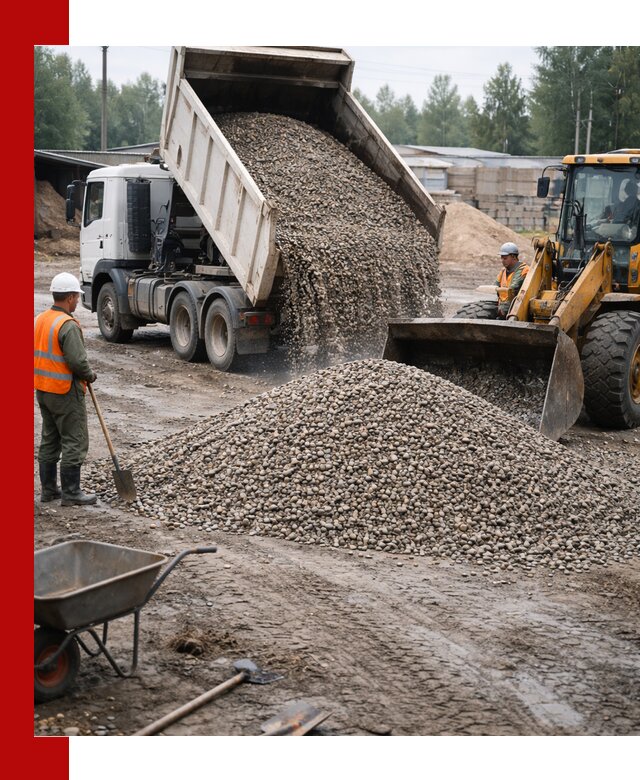 Мытый гравий с доставкой в Копейске от карьера до участка