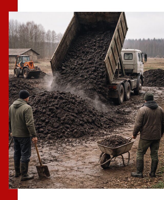 Доставка низинного торфа с разгрузкой и доставкой в Копейске