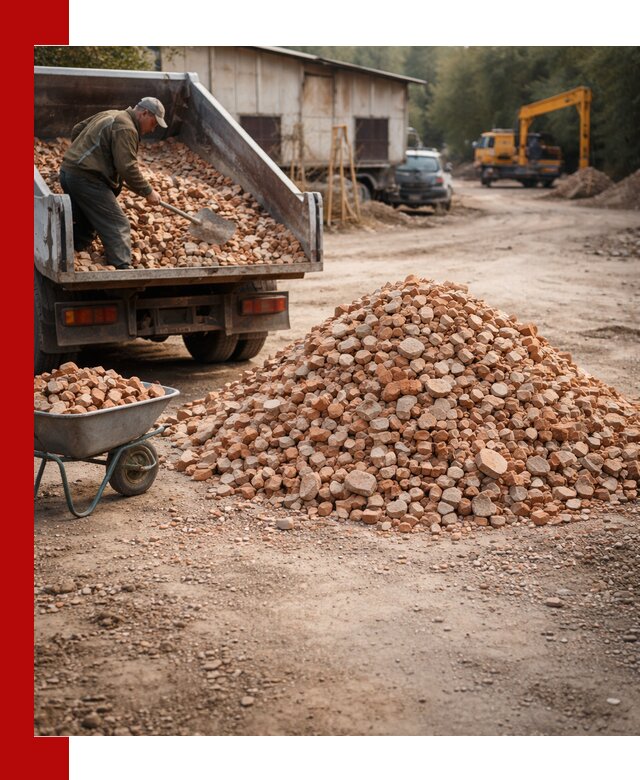 Доставка и подушка из боя кирпича с разгрузкой в Копейске